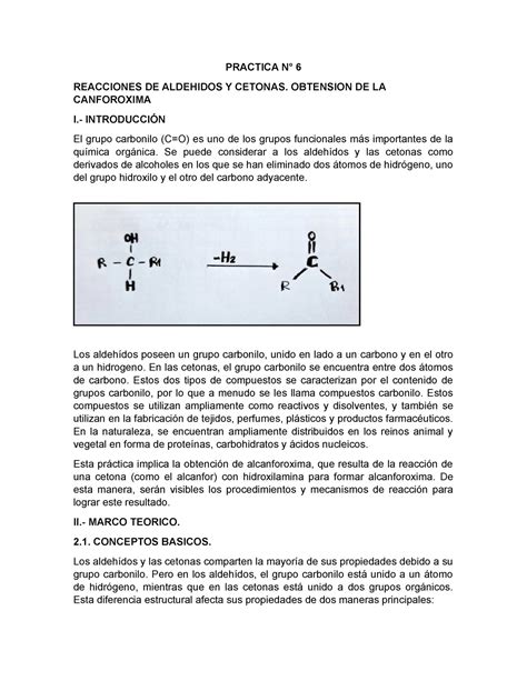 Reacciones De Aldehidos Y Cetonas Practica N Reacciones De