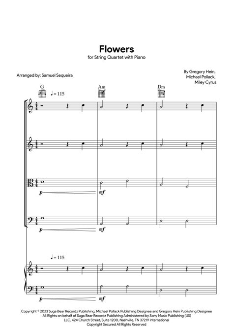 Flowers Arr Samuel Sequeira By Miley Cyrus Sheet Music For String