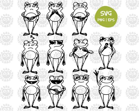 Frog Digital Stamps Cute Frog Svg Files For Cricut Monogram Etsy