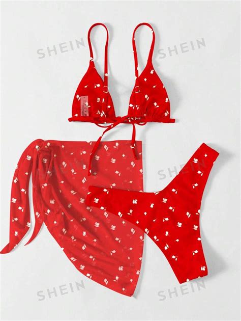 SHEIN Swim Mod Conjunto De Bikini De Tres Piezas Separadas Con