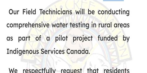 Water Testing Notice April 2 2024 Samson Cree Nation