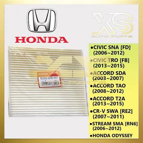 Honda Cabin Air Cond Filter Honda Civic Fd Sna Fb Tro Snb Accord Sda