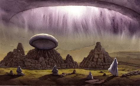 A Hyperrealist Watercolor Concept Art Of A Giant Ufo Stable Diffusion