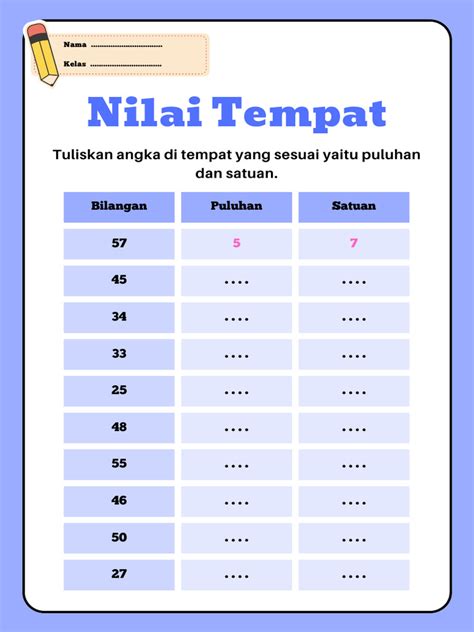 Nilai Tempat Lembar Kerja Matematika Pdf