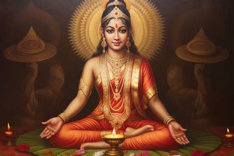 Lakshmi painting art representation. AI | Free Photo Illustration ...