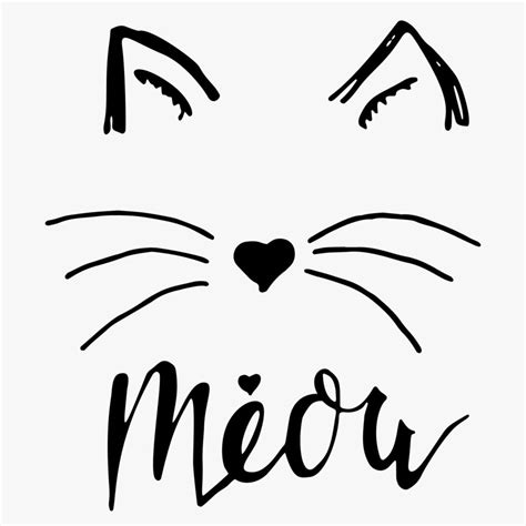 Vector Black Lettering Meow With Cute Cat Paw Print Sketch Drawing Kitten Meow Slogan Poster