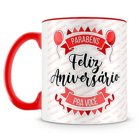 Caneca Personalizada Aniversário Vermelha Foto e Nome Caneca