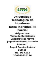 Tarea Individual III Parcial Toma De Decisiones Docx Universidad