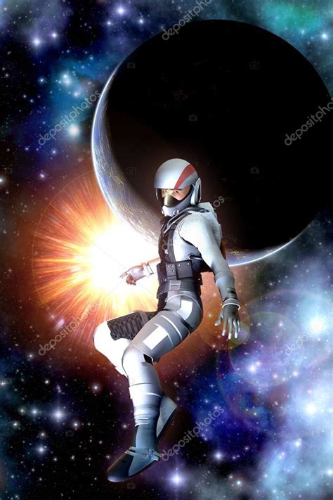 Futuristic Astronaut Sun And Planet Stock Photo Innovari