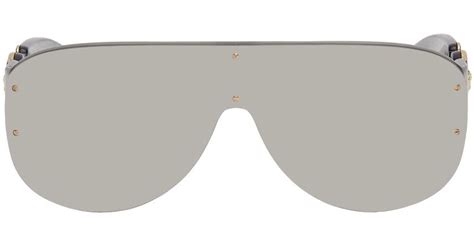 Versace Grey Medusa Biggie Shield Sunglasses In Transparent Gray For