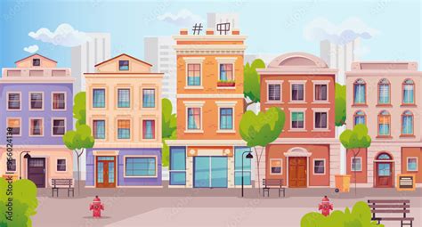 City street vector background background building cartoon house town ...