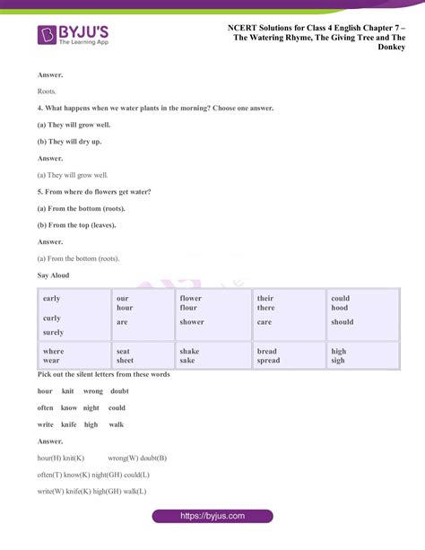 Rhyming Words Poem For Grade 4 With Questions And Answers Pdf