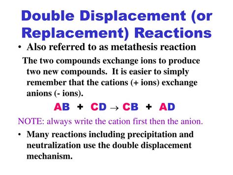 Double Replacement Equation