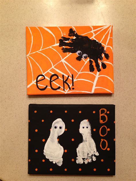 Halloween Handfootprint Canvases Halloween Crafts For Kids To Make