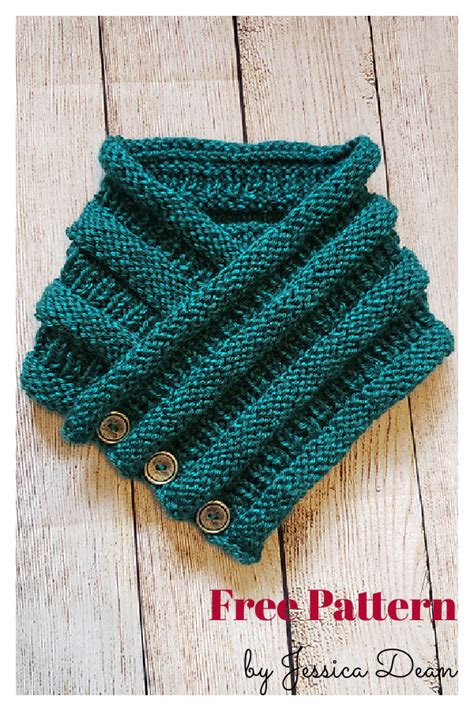 8 Cozy Button Cowl Free Knitting Pattern