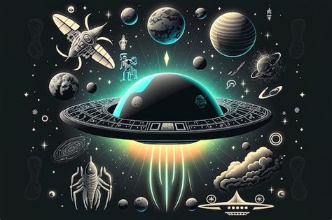 Premium AI Image | Background of an alien ufo with realistic drawing of ...