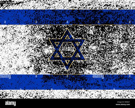 The flag of Israel in blue and white with dark grunge effect Stock ...