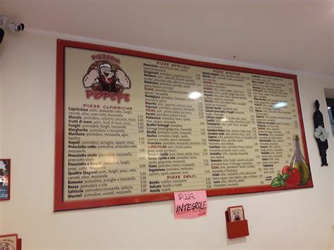 Carta De Pizzeria Popeye Follonica