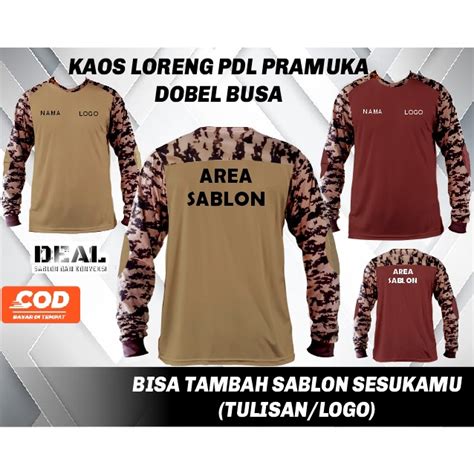 Jual KAOS PRAMUKA LORENG LENGAN PANJANG DOBEL BUSA Bantalan Bisa