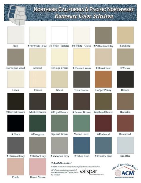 Acm Gutter Color Chart Infoupdate Org