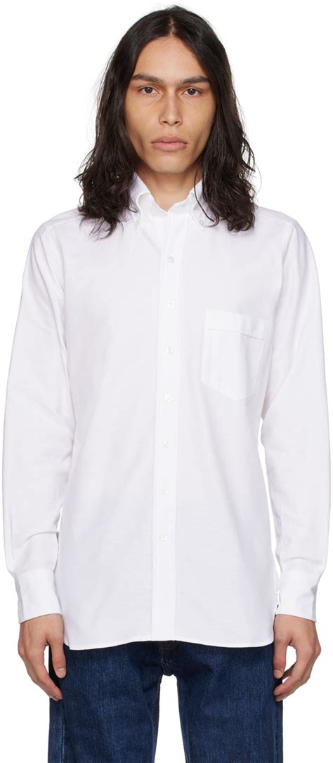 Drake S White Spread Collar Shirt SSENSE