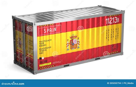 Spain Freight Shipping Container With National Flag Stock