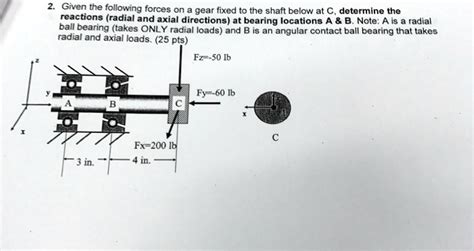 SOLVED: Reactions (Radial and Axial Directions) at Bearing Locations A ...