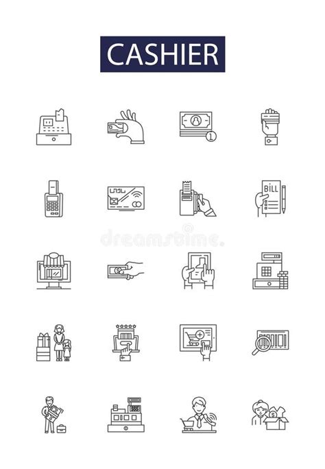 Iconos Y Signos Vectoriales De L Nea De Cajero Cajero De Cajero De