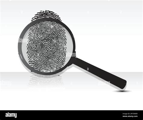 Illustration Of A Magnifying Glass Over A Fingerprint Stock Vector