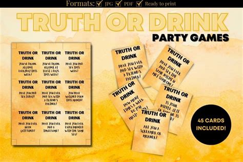 Truth Or Drink Drinking Games Bundle Printable 2385404