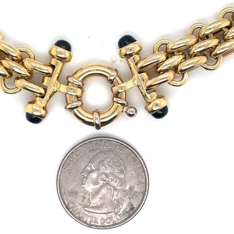 14 Karat Yellow Gold Link Necklace With Onyx Lock 448 Grams At 1stdibs