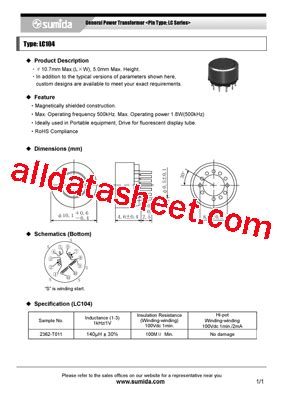 LC104 Datasheet PDF Sumida Corporation