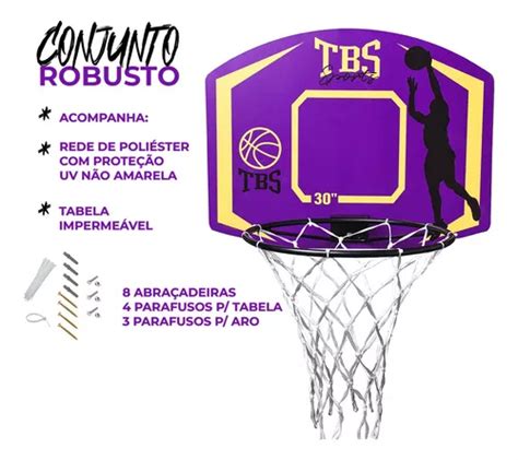 Tabela De Basquete Aro 41 Cm C Rede À Prova D agua Roxo R 389 em