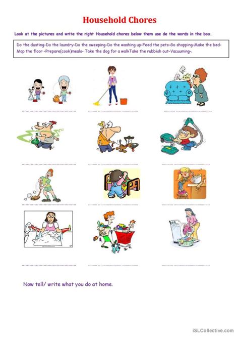 Household Chores Discussion Starter English Esl Worksheets Pdf And Doc