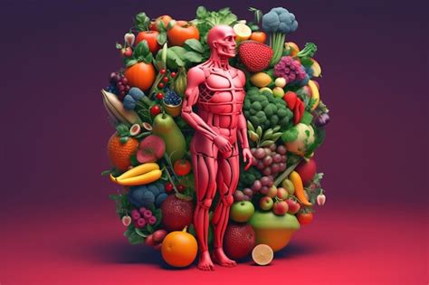 Um Corpo Humano Apresentando Vegetais E Frutas Generative Ai Foto