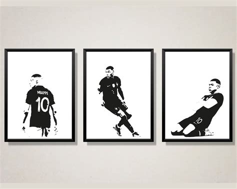 Printable Kylian Mbappe Black And White Posters Set Of 3 Etsy Australia