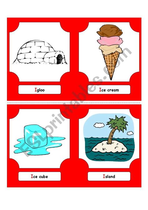 Alphabet Words - I (flash cards) - ESL worksheet by futago1998