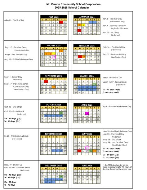 Mt. Vernon Community School Corporation Calendar 25-26 Revised [pdf