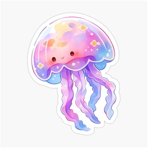 Cute Kawaii Watercolor Jellyfish By CozyKawaiiArt Redbubble Malen