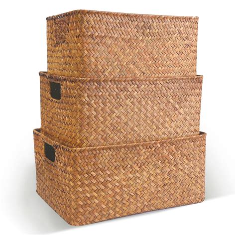 Yifanzhibian Large Seagrass Storage Baskets Bin For Organizing