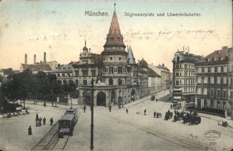 Muenchen Stiglmaierplatz Loewenbraeukeller Strassenbahn Kutsche Nr