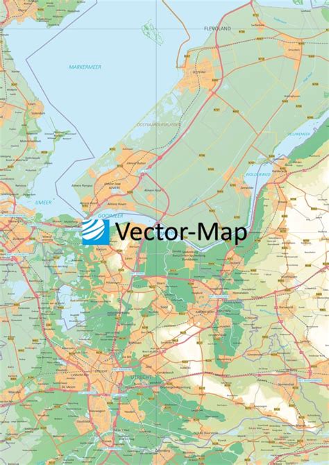 Gedetailleerde Wegenkaart Nederland Natuurkundig Vector Map De Online