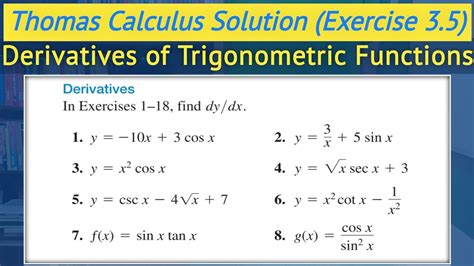 Derivative Of Trigonometric Functions Urdu Hindi Thomas Calculus