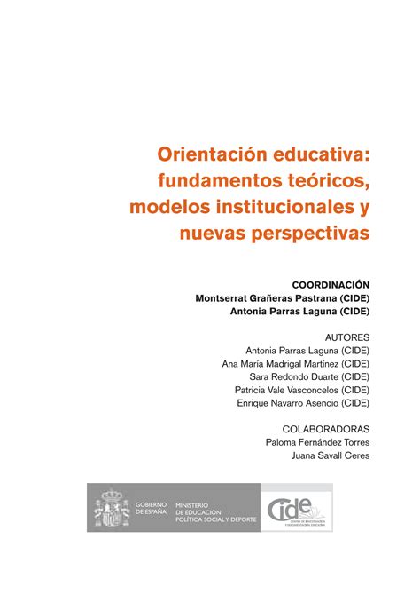 SOLUTION Orientaci N Educativa Fundamentos Te Ricos Modelos