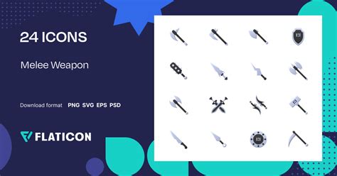 Melee Weapon Icon Pack Flat 24 Svg Icons