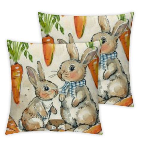 Colorlife Yellow Watercolor Carrots Easter Bunny Throw Pillow Cover