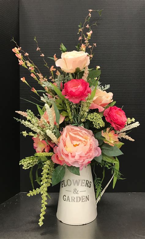 Pinks In A Pitcher 2017 By Andrea Spring Flower Arrangements Flower