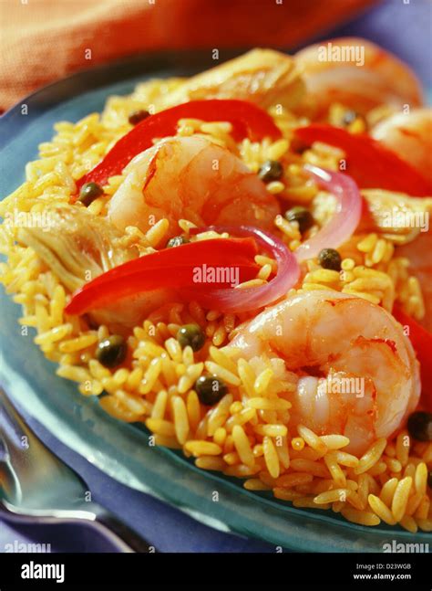 Close-up of shrimp over rice Stock Photo - Alamy