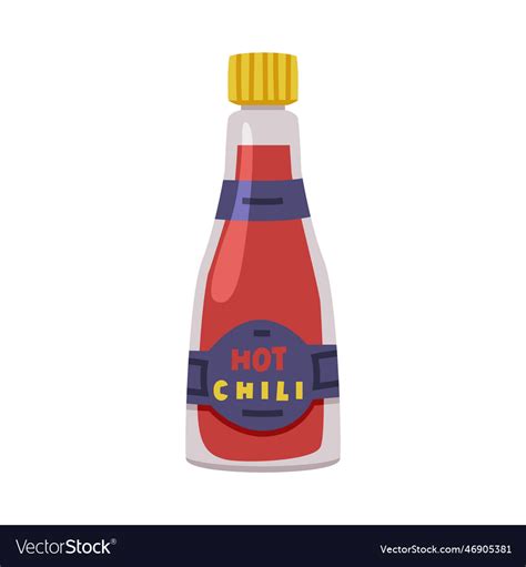 Hot And Spicy Chili Sauce In Glass Bottle Vector Image