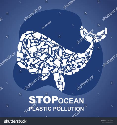 Stop Ocean Plastic Pollution Ecological Poster 스톡 벡터로열티 프리 1550125976